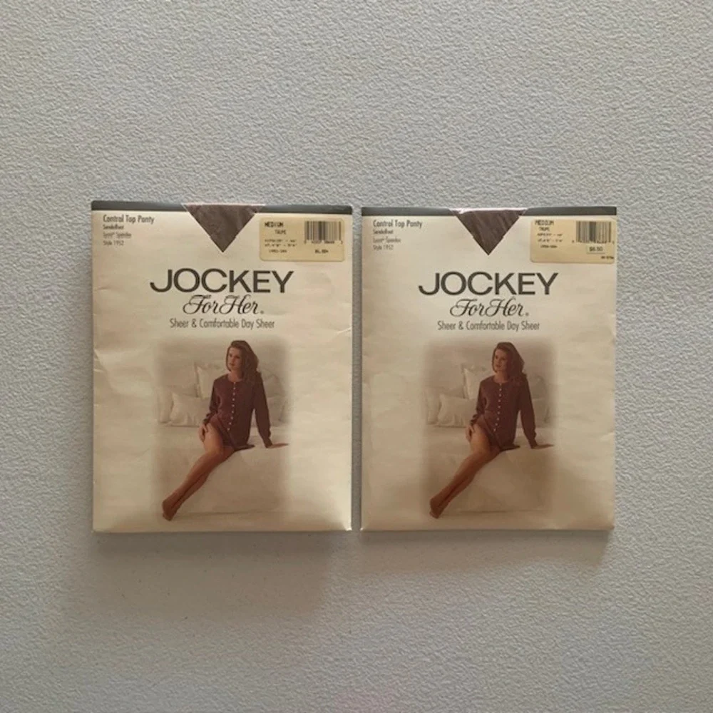 2PK Jockey For Her Control Top Pantyhose Medium Taupe New‎ Old Stock Made in USA